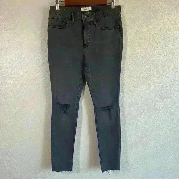 Madewell 9" Mid-Rose Skinny Distressed Frayed Gray Jeans Women Size 29 NWT - Picture 1 of 10